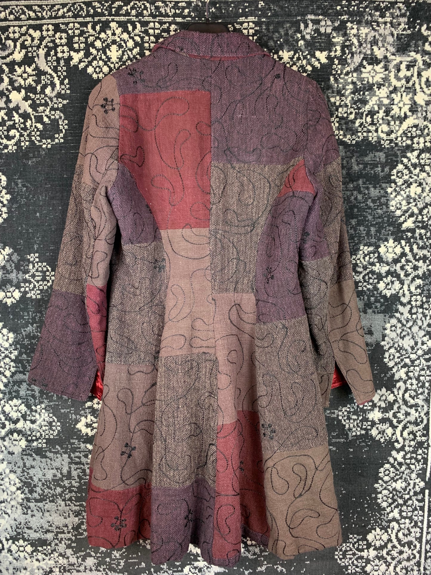 Nomads Patchwork Boho Coat with Colorful Embroidered Buttons