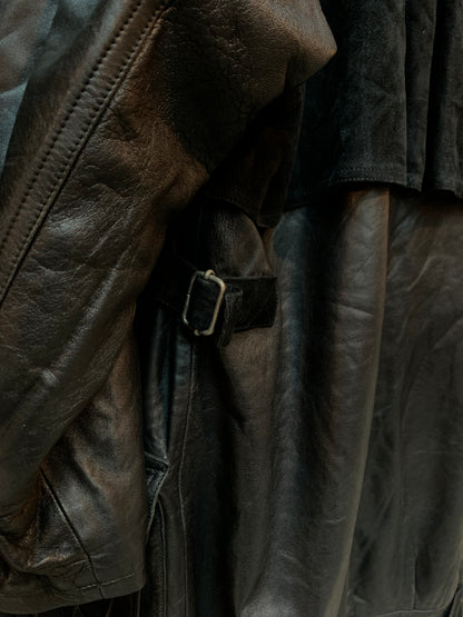 Women's Vintage Cesare Piccini Black Leather Trench Coat