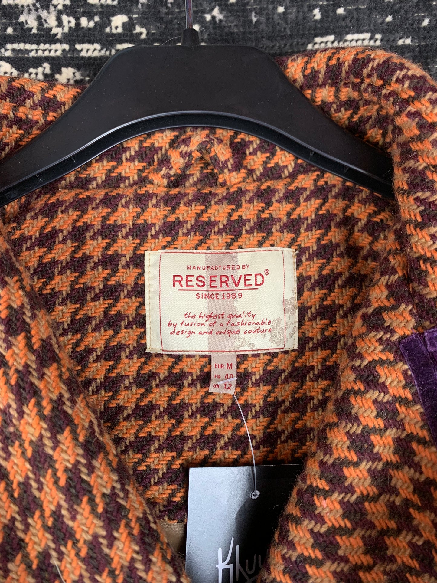 Reserved Vintage Houndstooth Wool Blend Coat