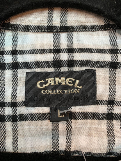 Camel Collection Men’s L Beige & Black Short Sleeve Button-Up
