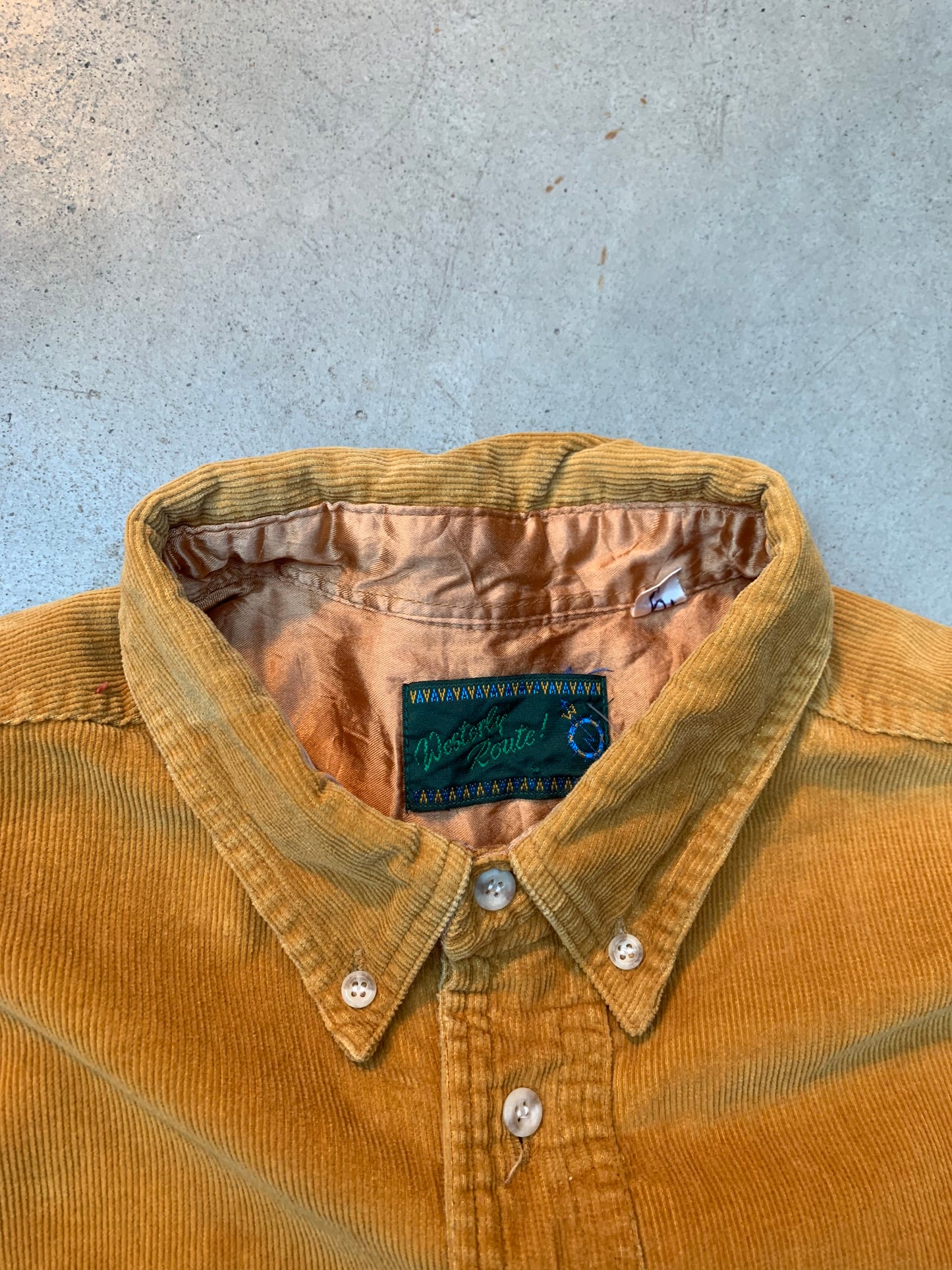 Vintage Men's Mustard Yellow Longsleeve Button-Up Shirt