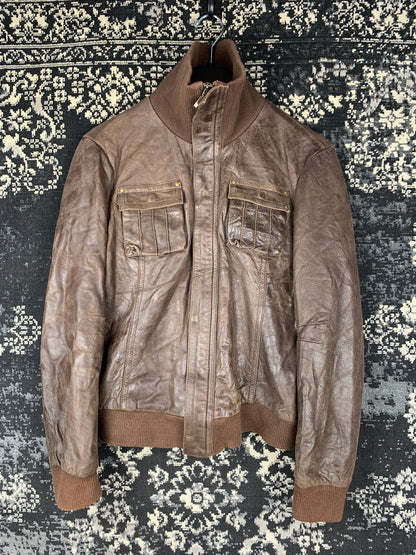 Y2K Women's Brown Faux Leather Jacket