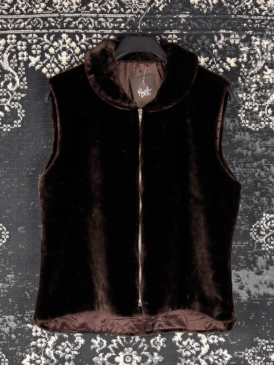 Women's Y2K Vintage Dark Brown Soft Faux Fur Vest