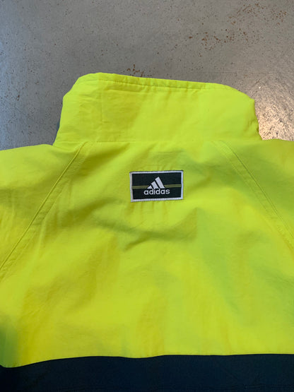 Vintage Adidas Neon Yellow and Navy Blue Colorblock Track Jacket