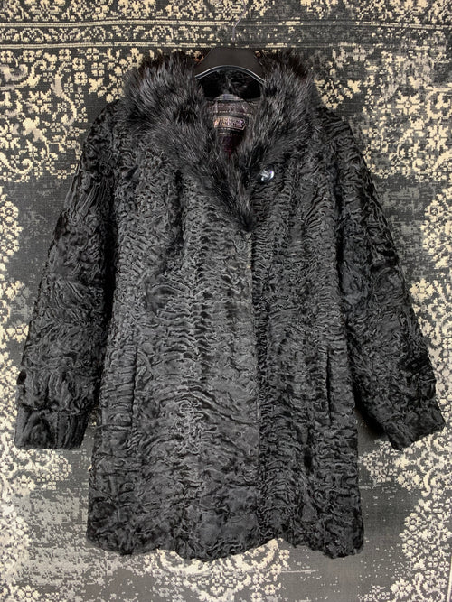 Women’s Vintage Pelzschloss Black Persian Lamb Fur Coat