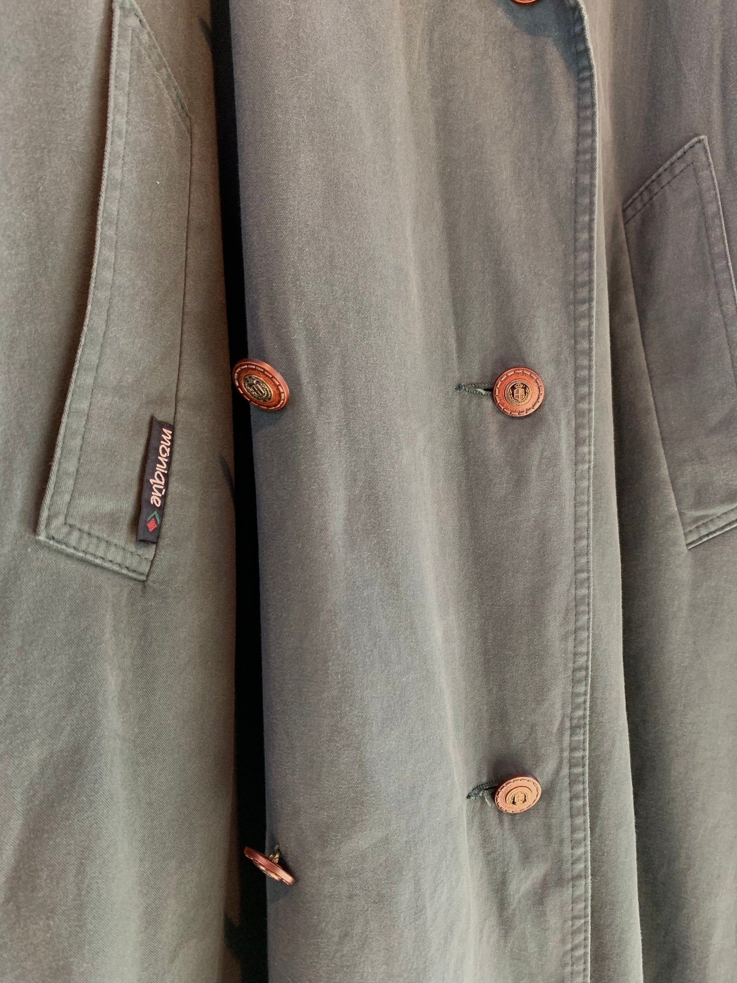 Vintage Morajane Green Double-Breasted Long Trench Coat