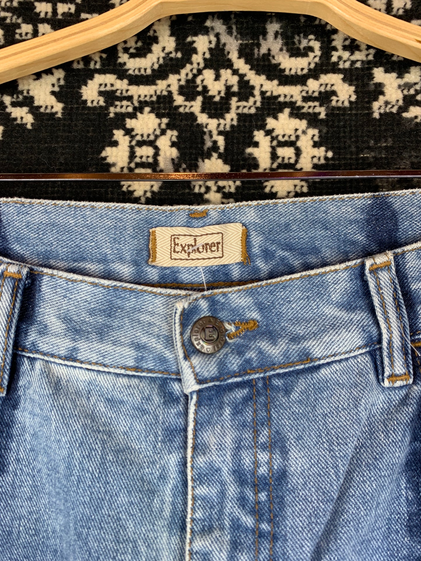 Explorer Y2K Style High Waist Blue Straight Leg Jeans