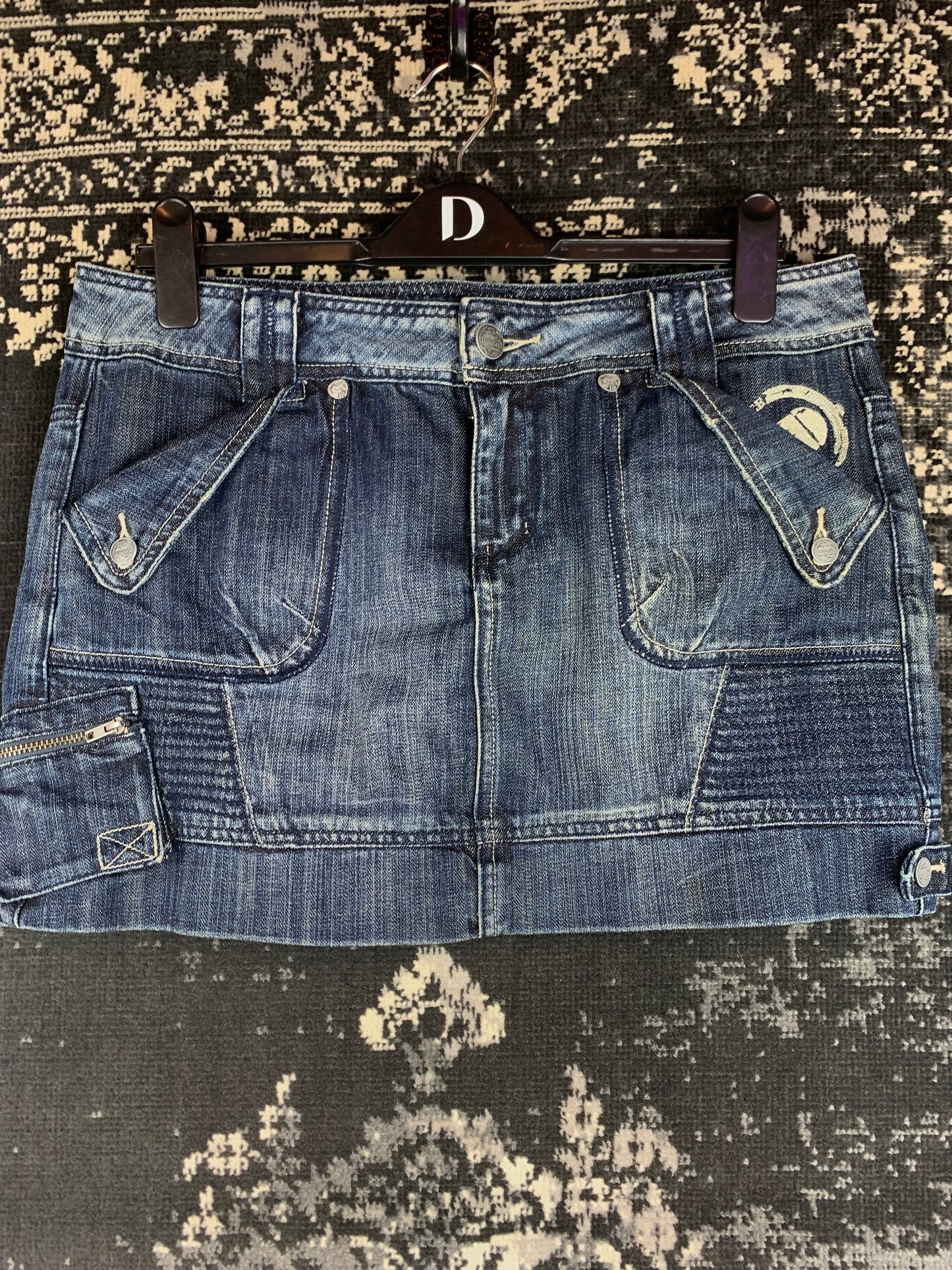 Y2K Vintage Il' Dolce Distressed Blue Mini Denim Skirt