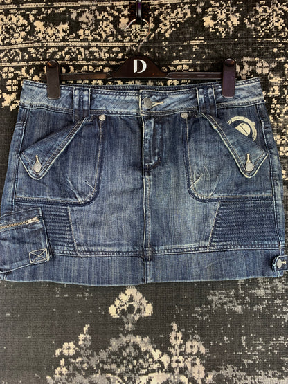 Y2K Vintage Il' Dolce Distressed Blue Mini Denim Skirt