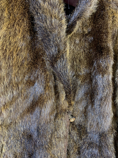 Women’s Vintage Natural Brown Genuine Beaver Fur Coat