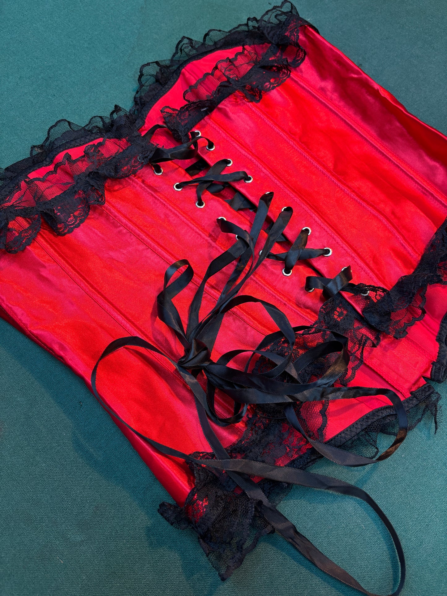 Women's Alternative Red Corset - Strapless Lace-Up Bustier Top