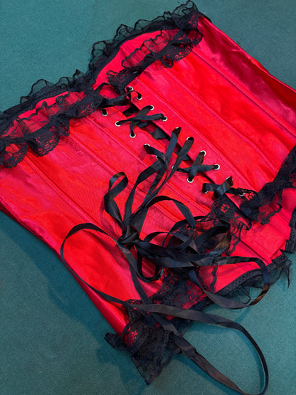 Women's Alternative Red Corset - Strapless Lace-Up Bustier Top