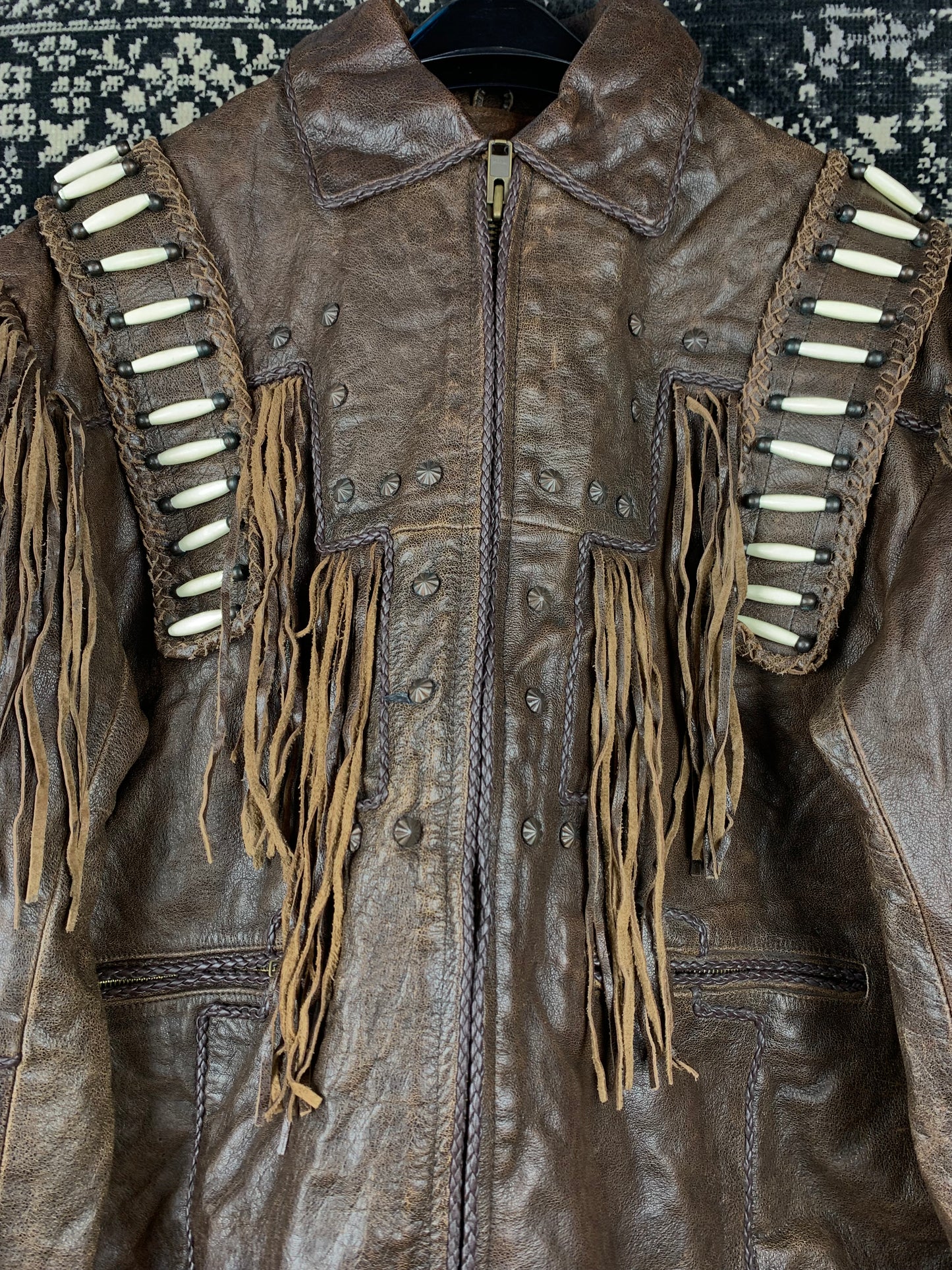 Men's Vintage Leather Gallery Brown Cowboy Jacket