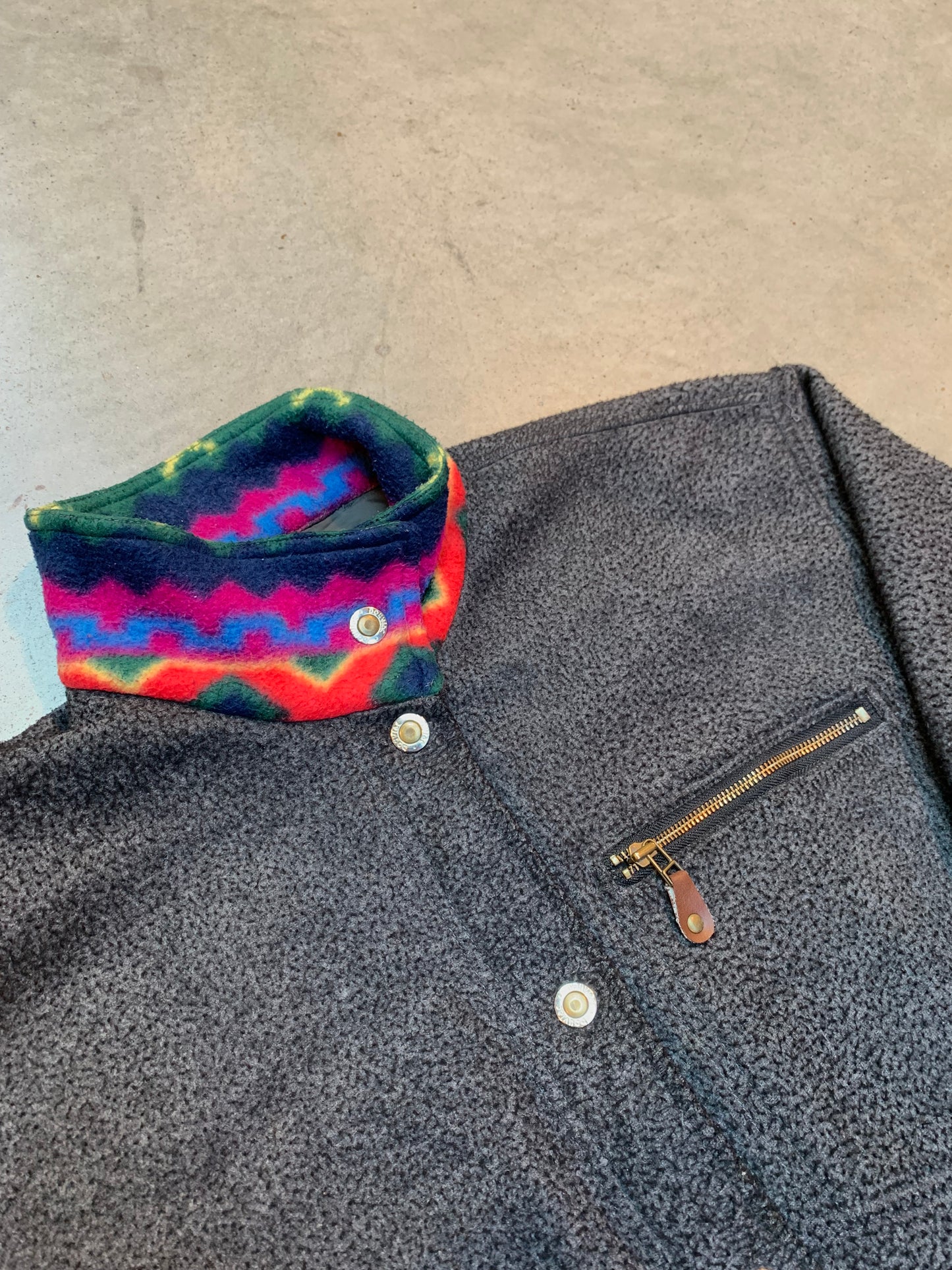 Vintage Men Fleece Button-Up Jacket