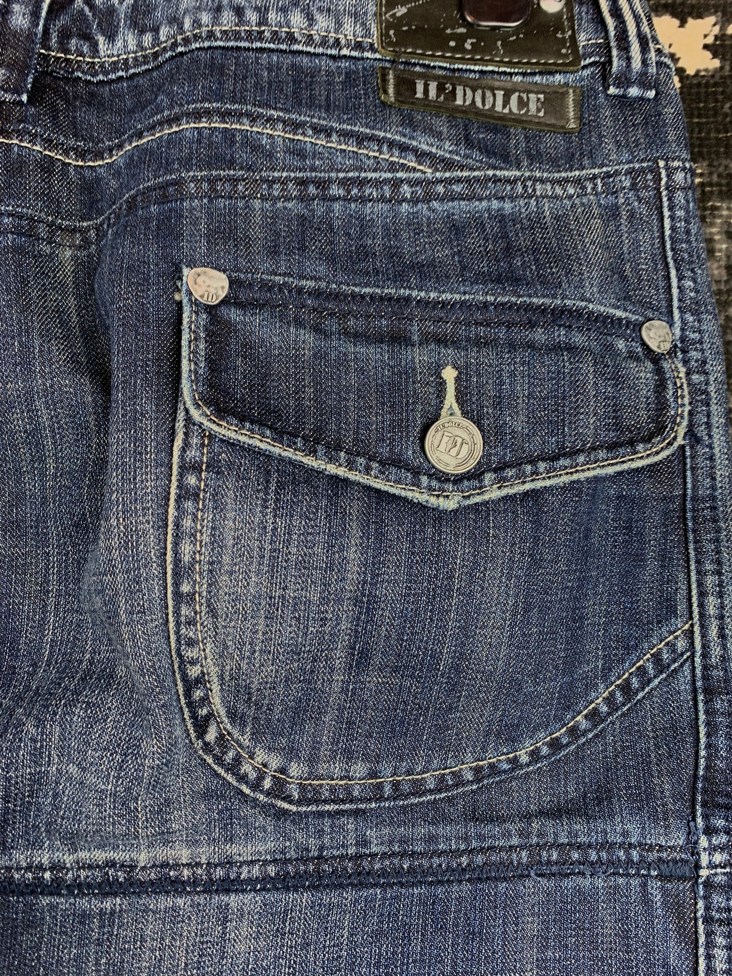 Y2K Vintage Il' Dolce Distressed Blue Mini Denim Skirt