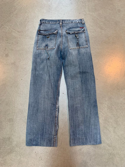 Vintage Men M Bright Multi Pocket Utility Jeans