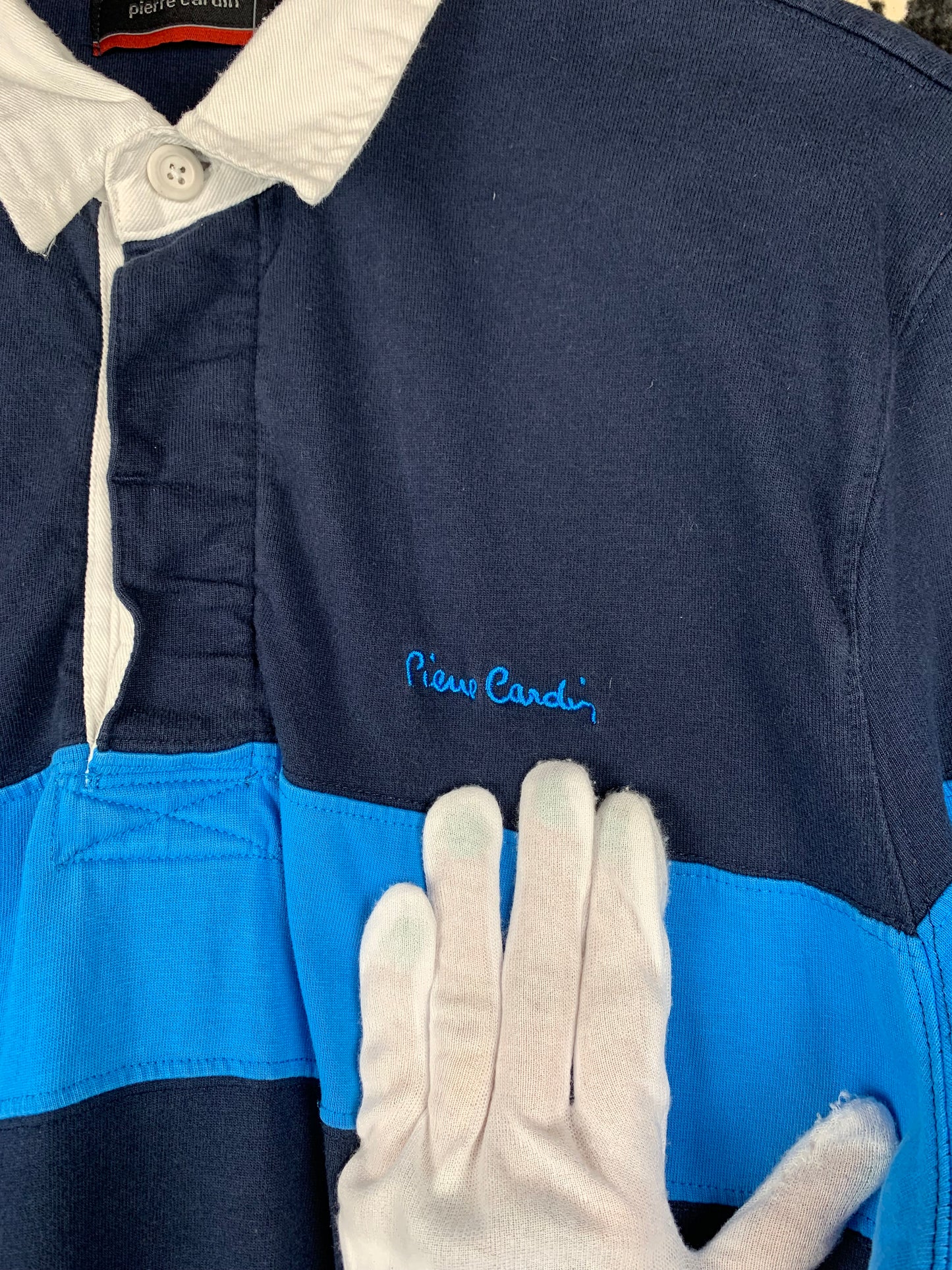 Men's Vintage Pierre Cardin Dark Blue Longsleeve Polo Shirt