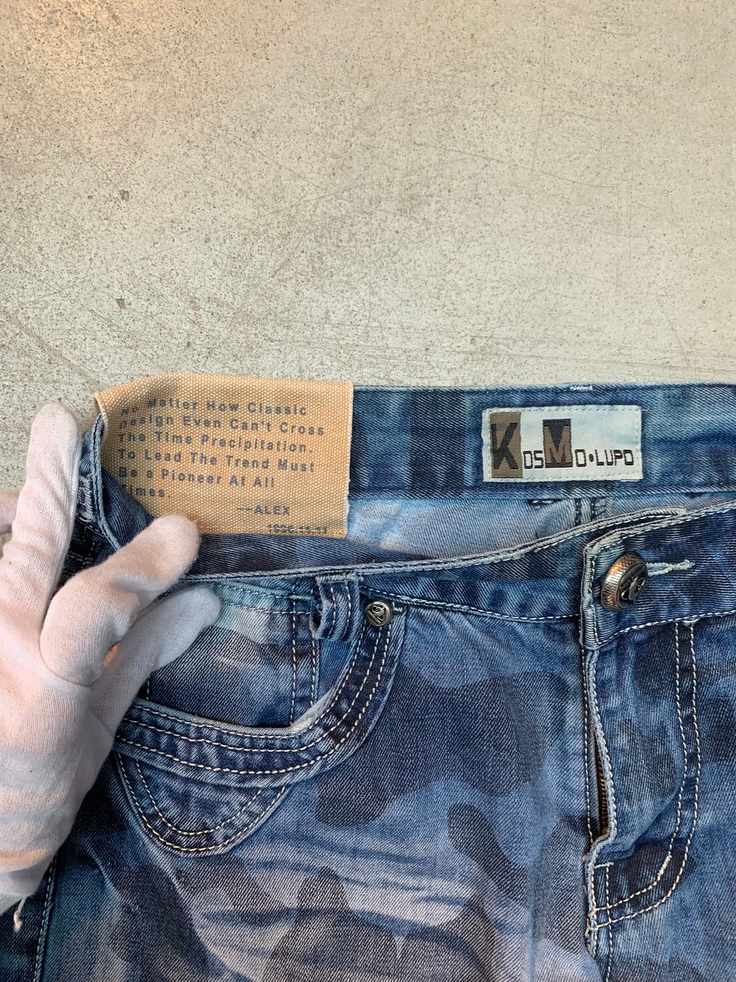 Y2K Men's Camo Print Blue Jeans