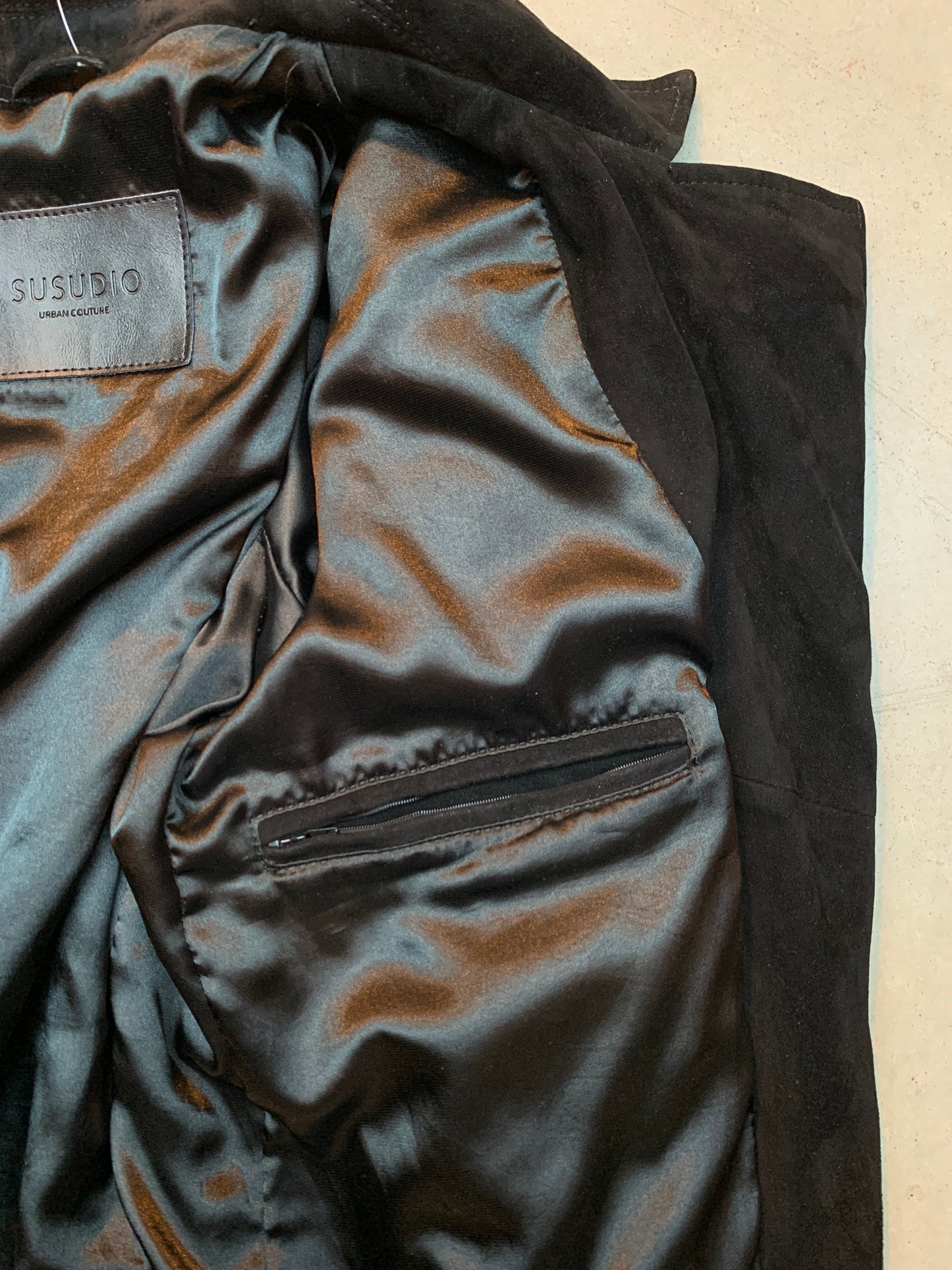 Vintage Unisex SUSUDIO Black Suede Biker Jacket