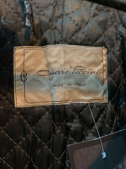 Women's Vintage Cesare Piccini Black Leather Trench Coat