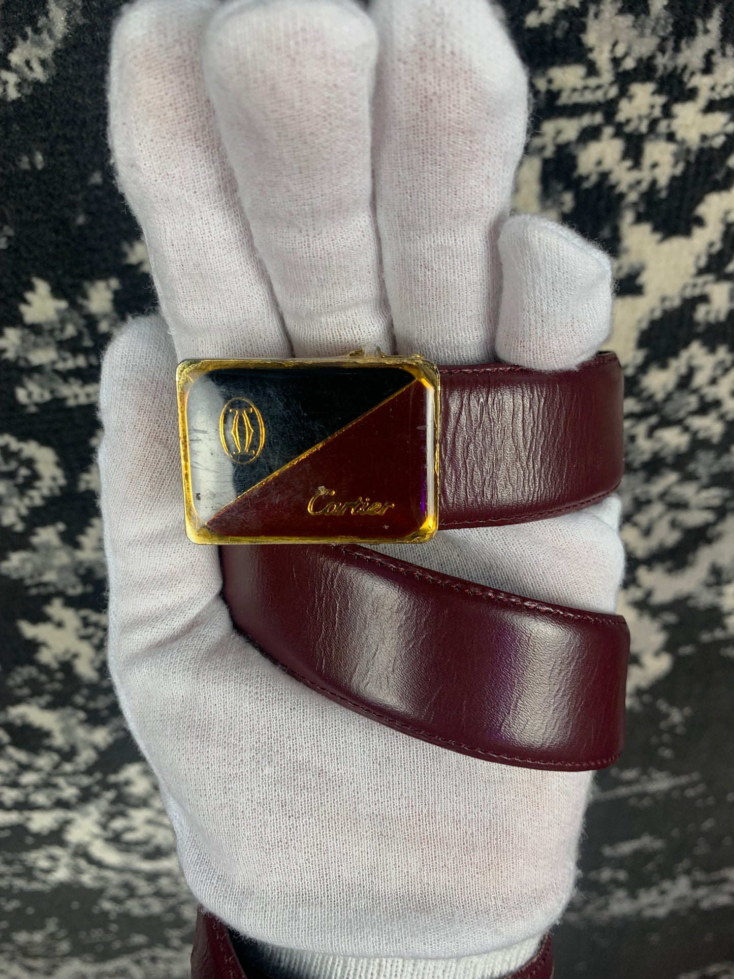 Women's Vintage Cartier Paris Burgundy Leather Belt
