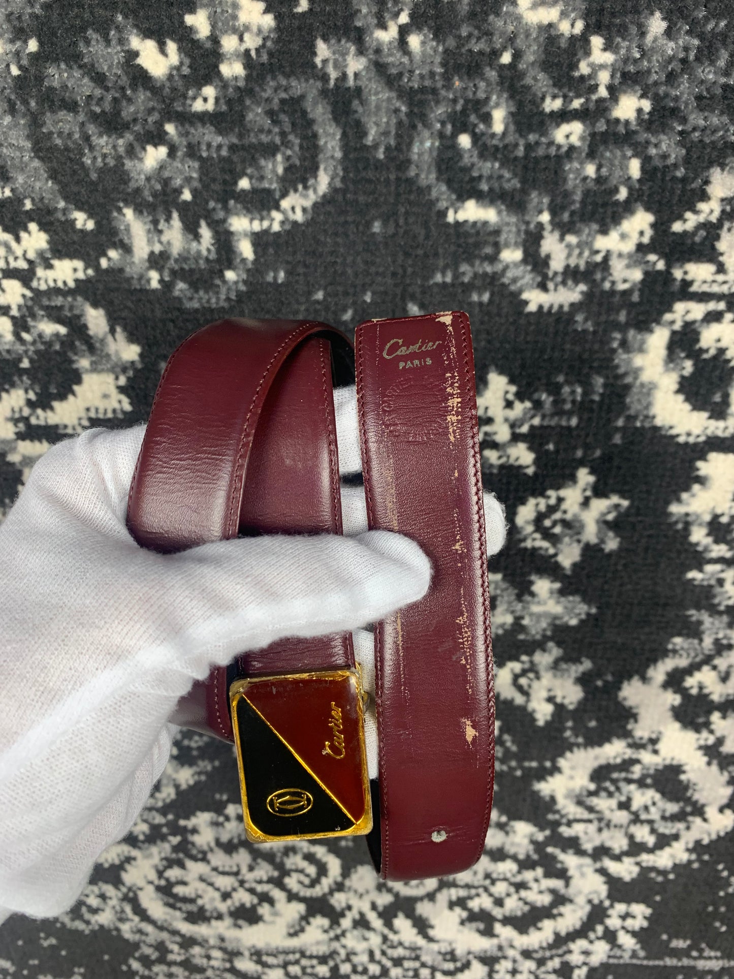 Women's Vintage Cartier Paris Burgundy Leather Belt