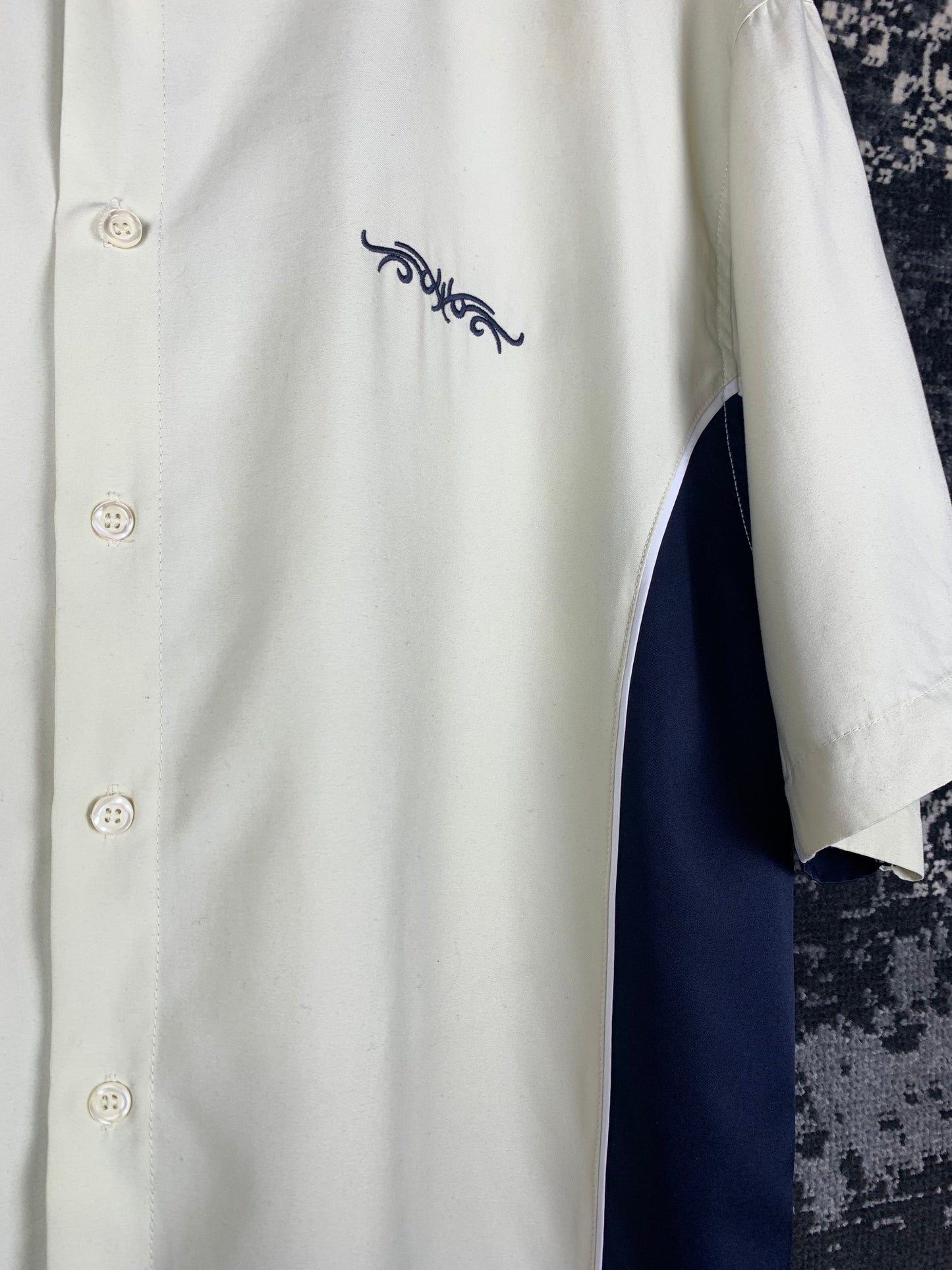 "Clockhouse" Beige and Black Button Up Shirt