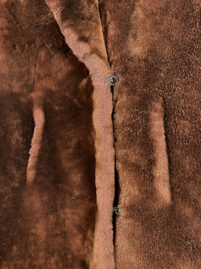 Womens Vintage Long Brown Shearling Coat
