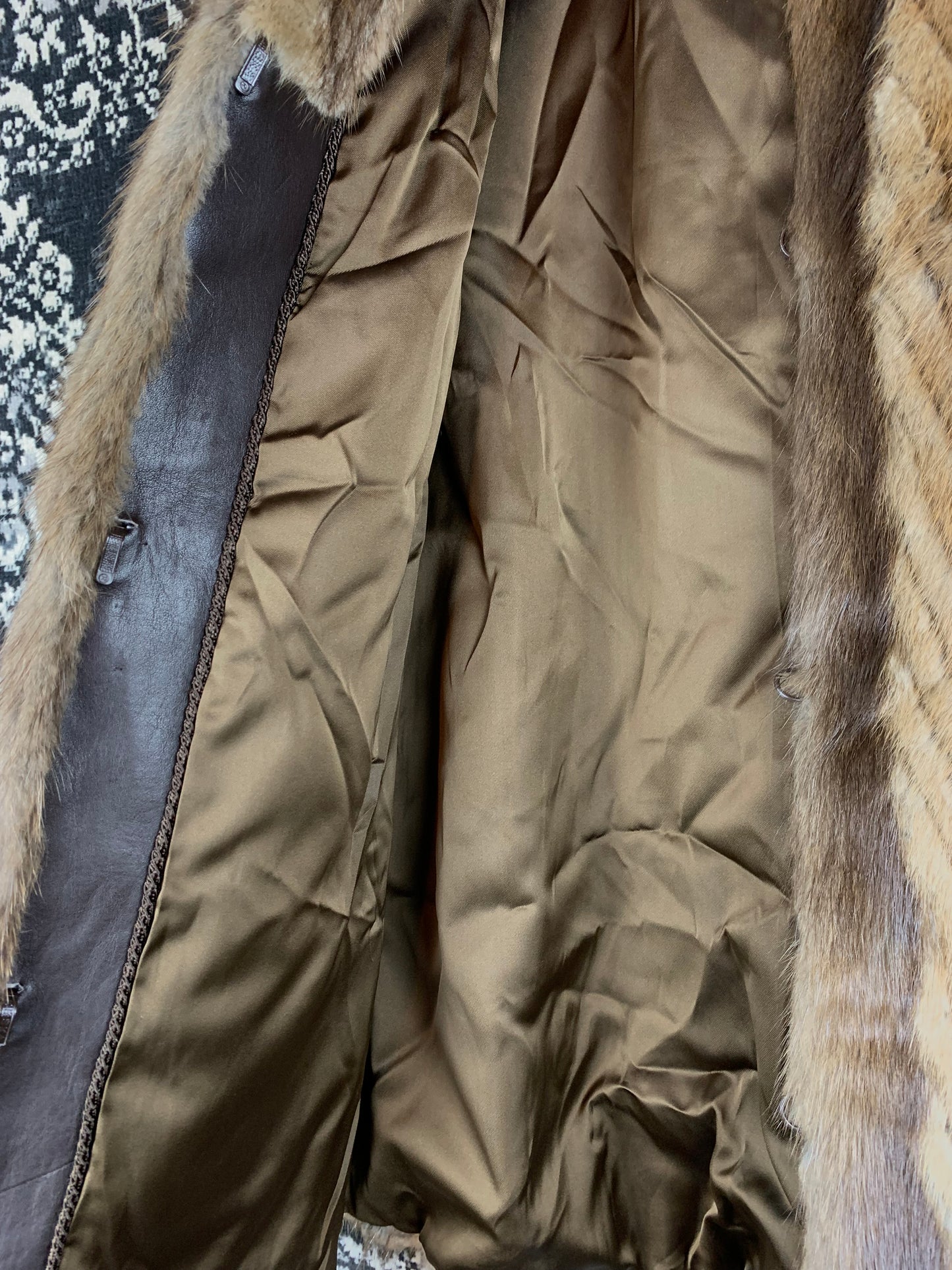 Vintage Light Brown Chevron Fur Coat