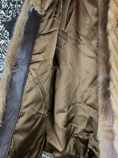 Vintage Light Brown Chevron Fur Coat